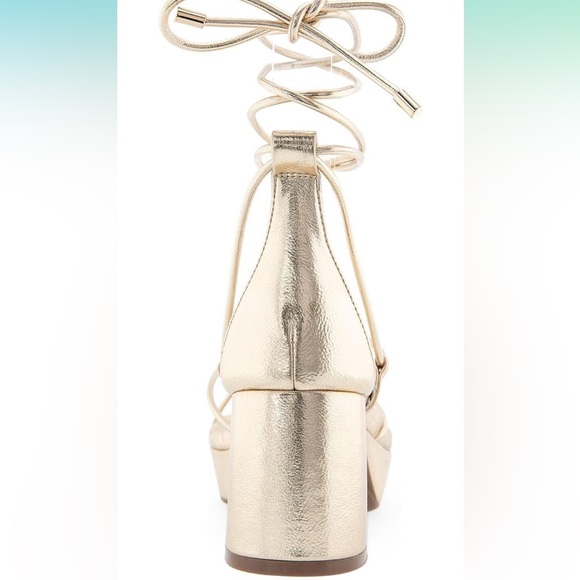 Aerosoles caramia platform sandal lace up gold heel - Picture 2 of 5